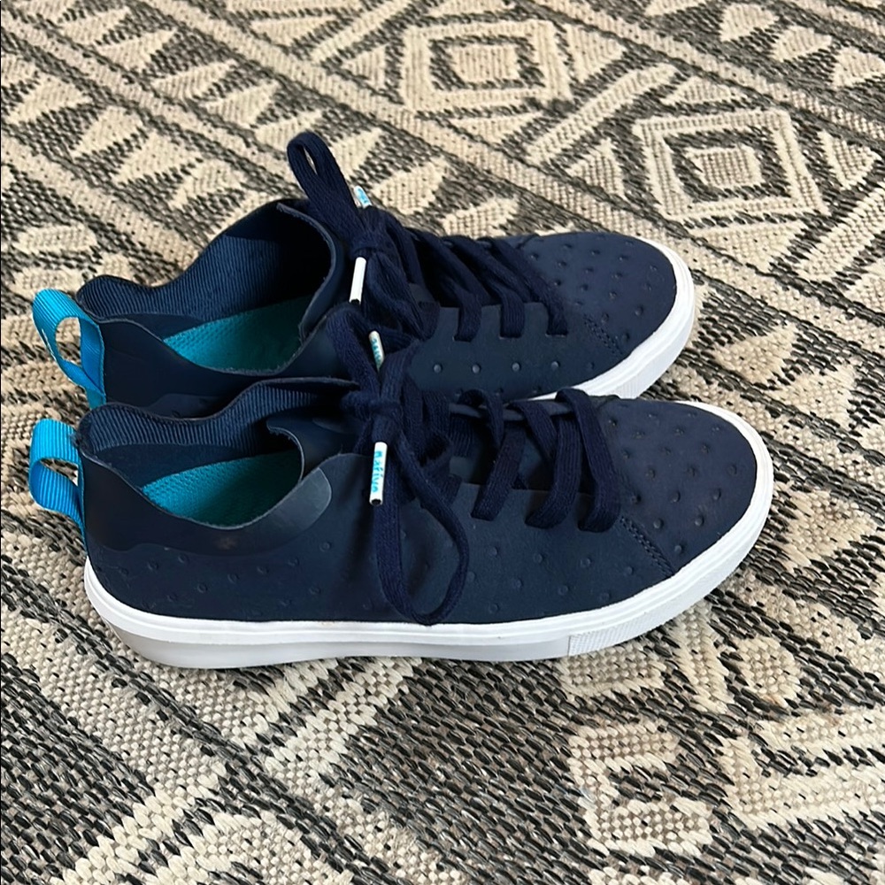 Navy Blue Sneakers with White Soles